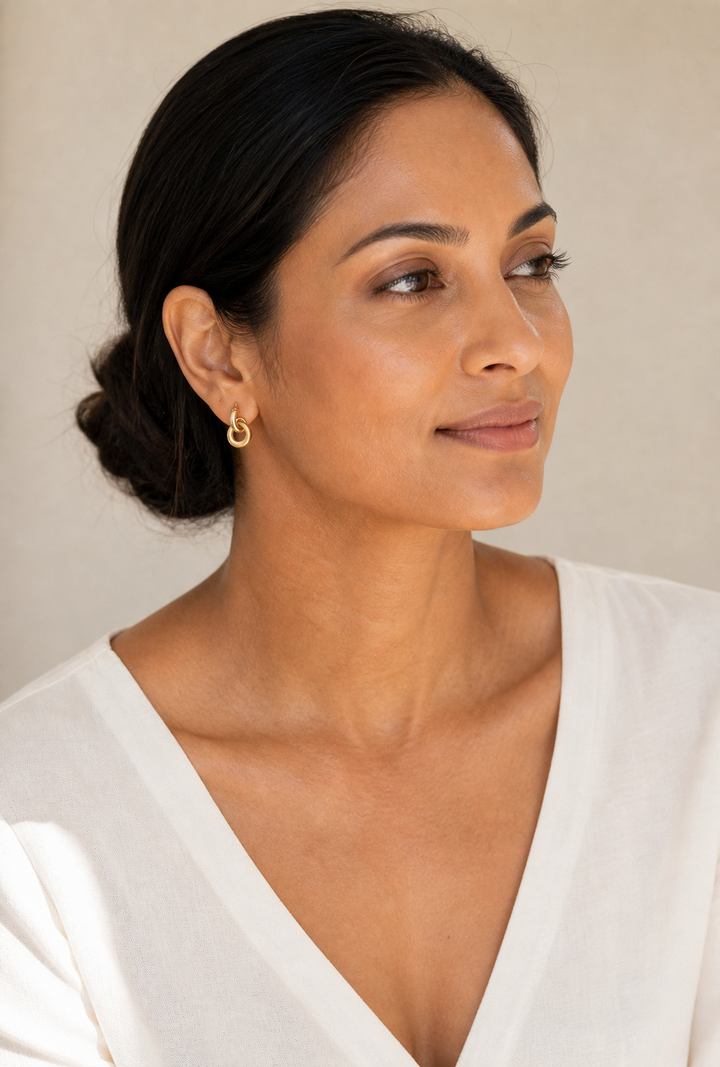 The Linked Drop Earring — Gold Plated Double Hoop