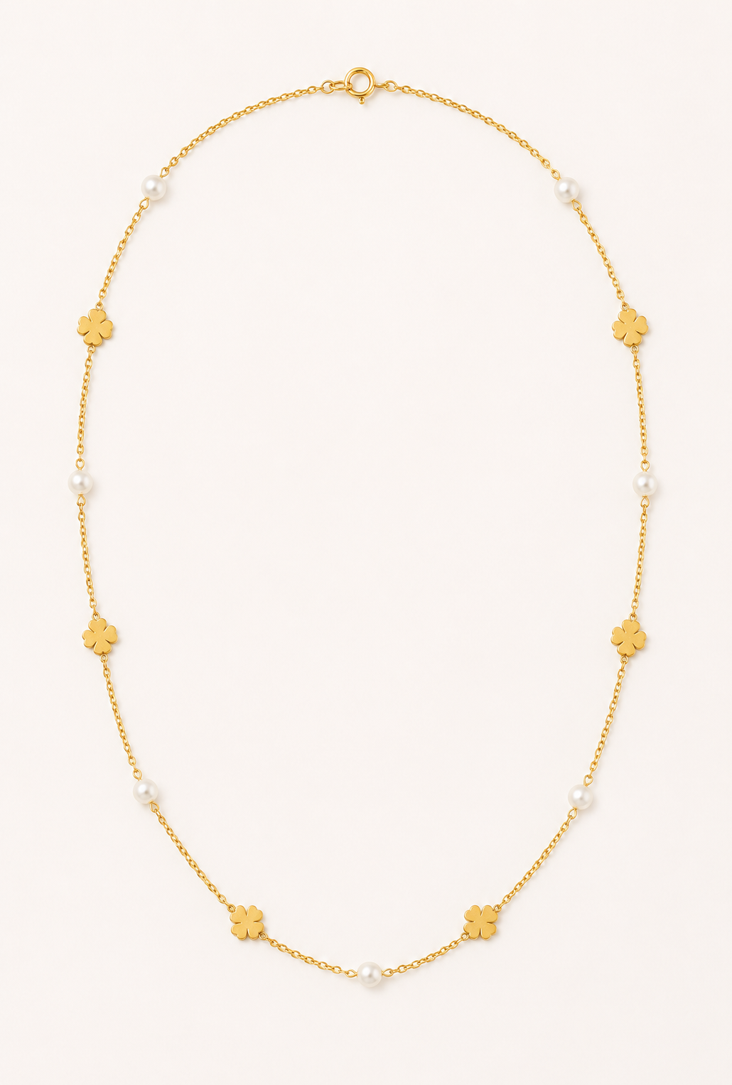 The Clover & Pearl Chain — Gold Plating Station Necklace