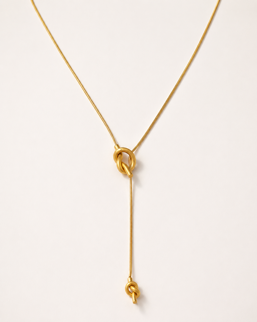The Knot Lariat — Gold-Tone Snake Chain Y-Necklace