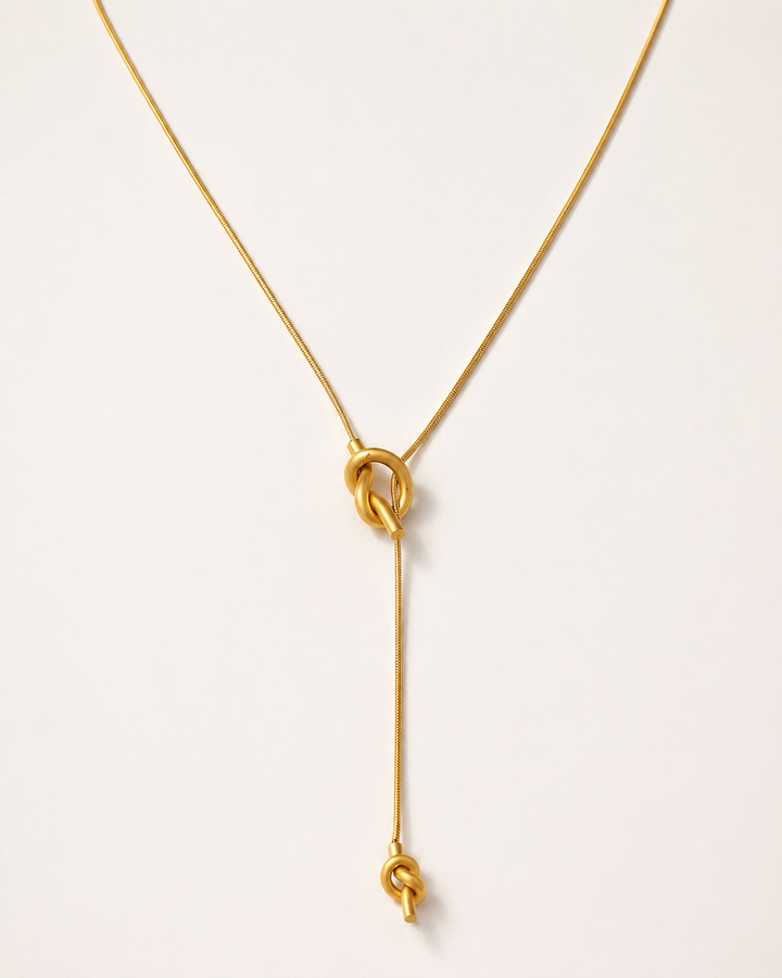 The Knot Lariat — Gold-Tone Snake Chain Y-Necklace