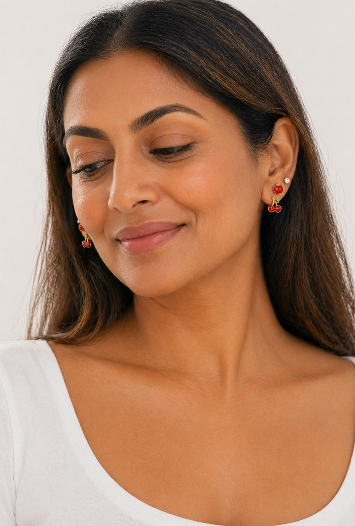 The Orchard Edit — Cherry, Apple & Crystal Stud Set