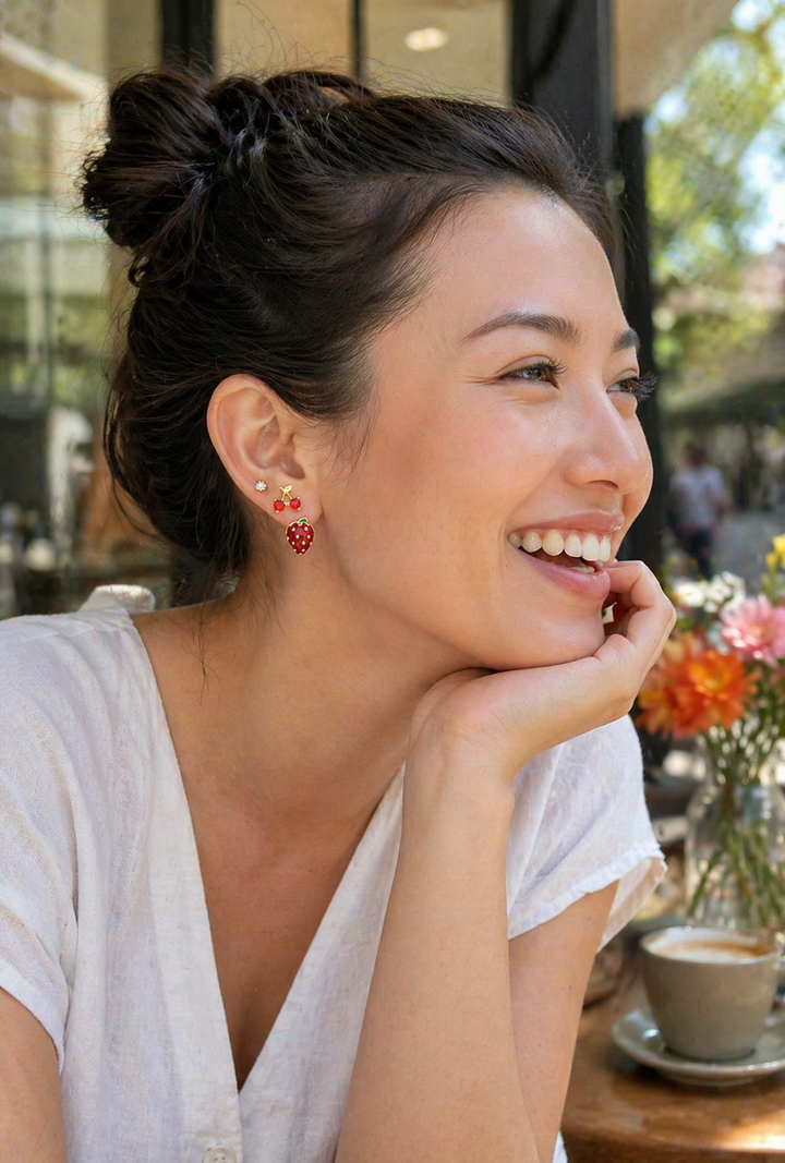 The Berry Edit — Cherry, Strawberry & Crystal Stud Set
