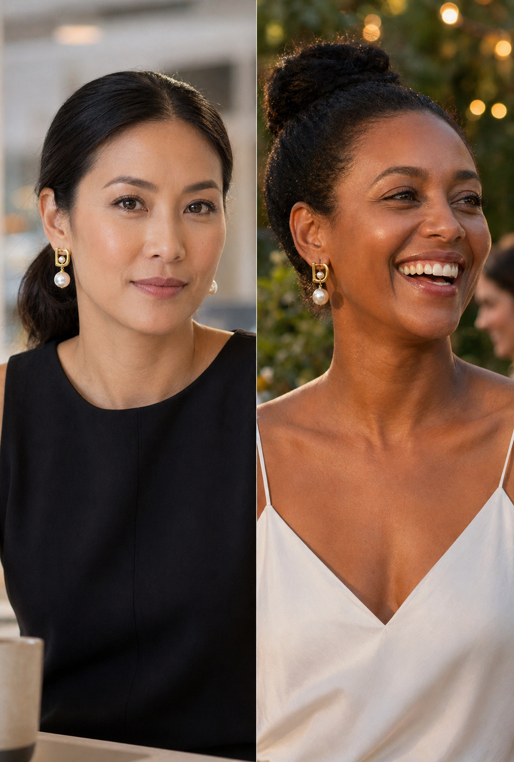 The Pearl Frame Drop — Gold-Plated D-Hoop & Pearl Earrings