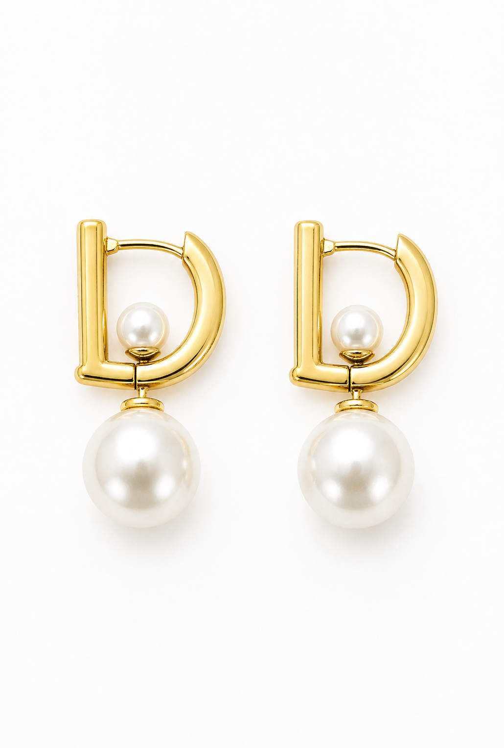 The Pearl Frame Drop — Gold-Plated D-Hoop & Pearl Earrings