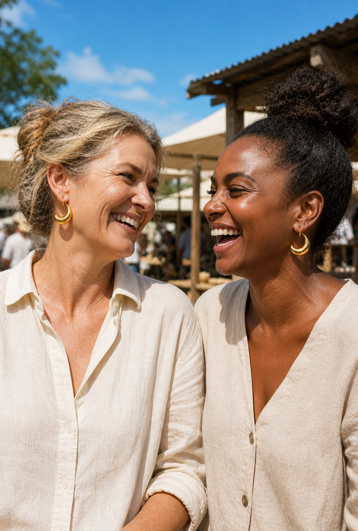 The Crescent Hoop — Chunky Gold-Plated Tapered Earrings