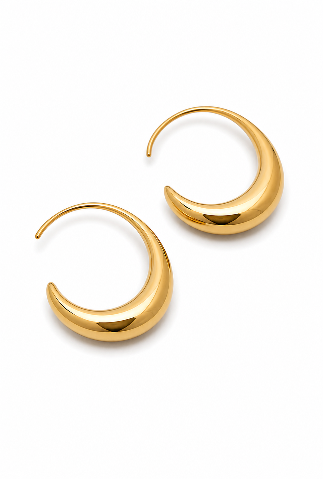 The Crescent Hoop — Chunky Gold-Plated Tapered Earrings