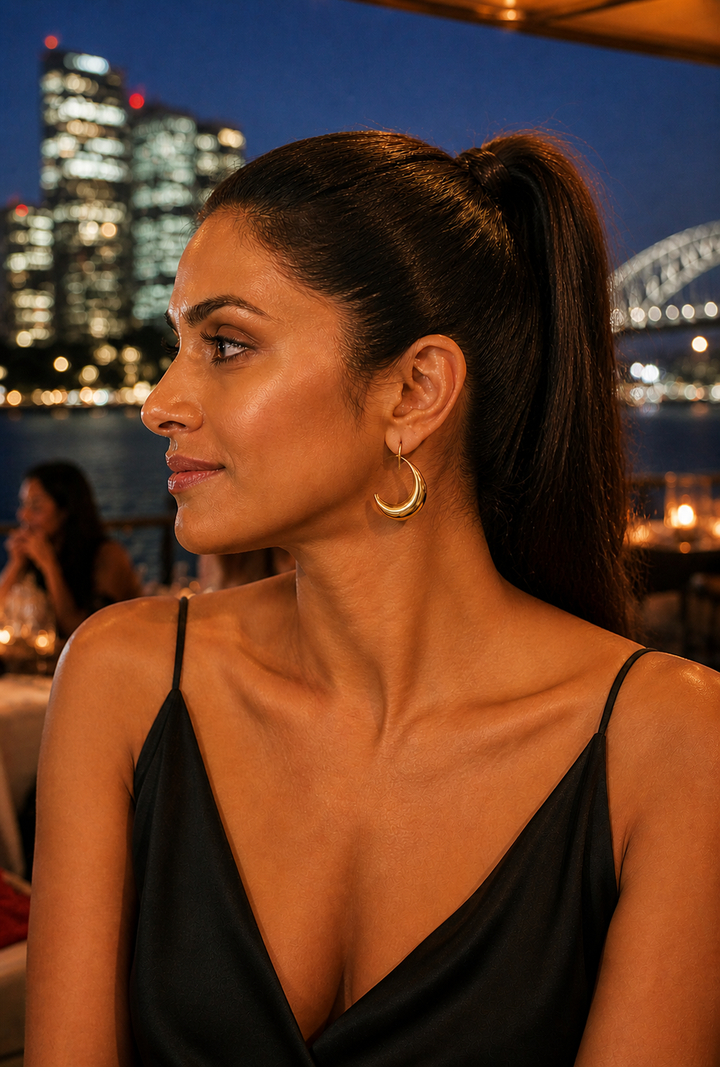 The Crescent Hoop — Chunky Gold-Plated Tapered Earrings