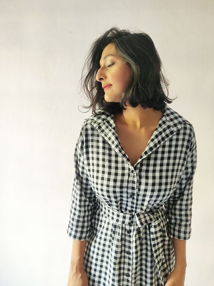Checkered Shirt Dress - Why So Blue