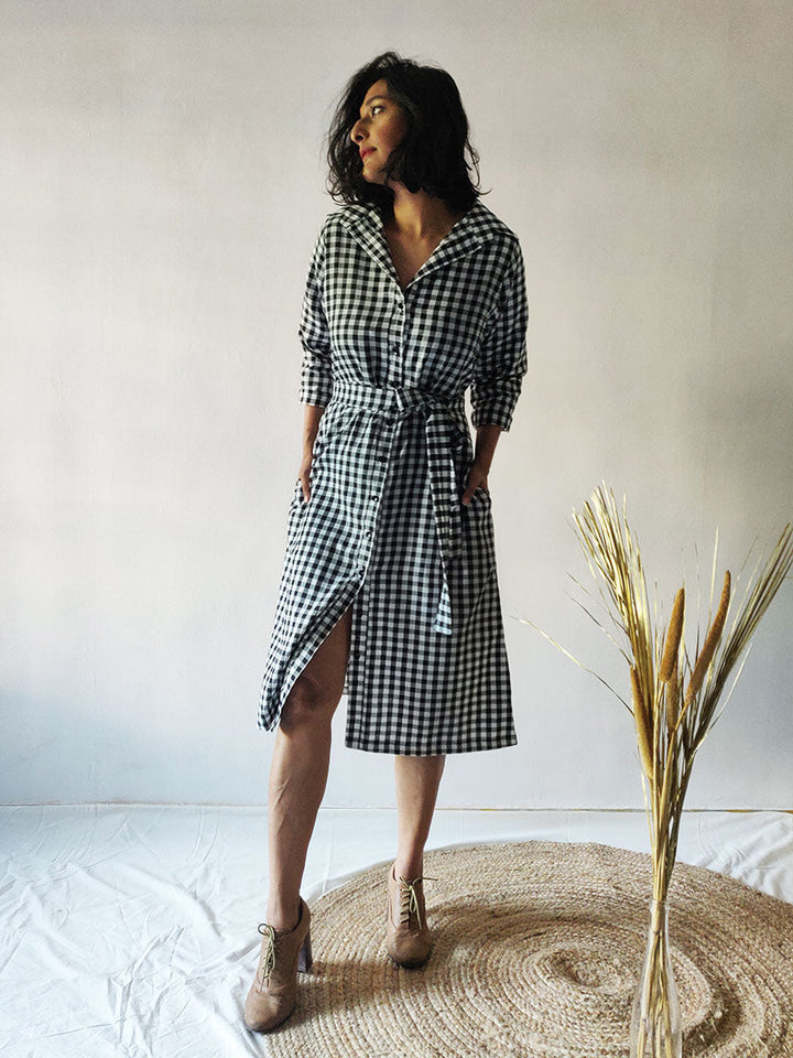 Checkered Shirt Dress - Why So Blue