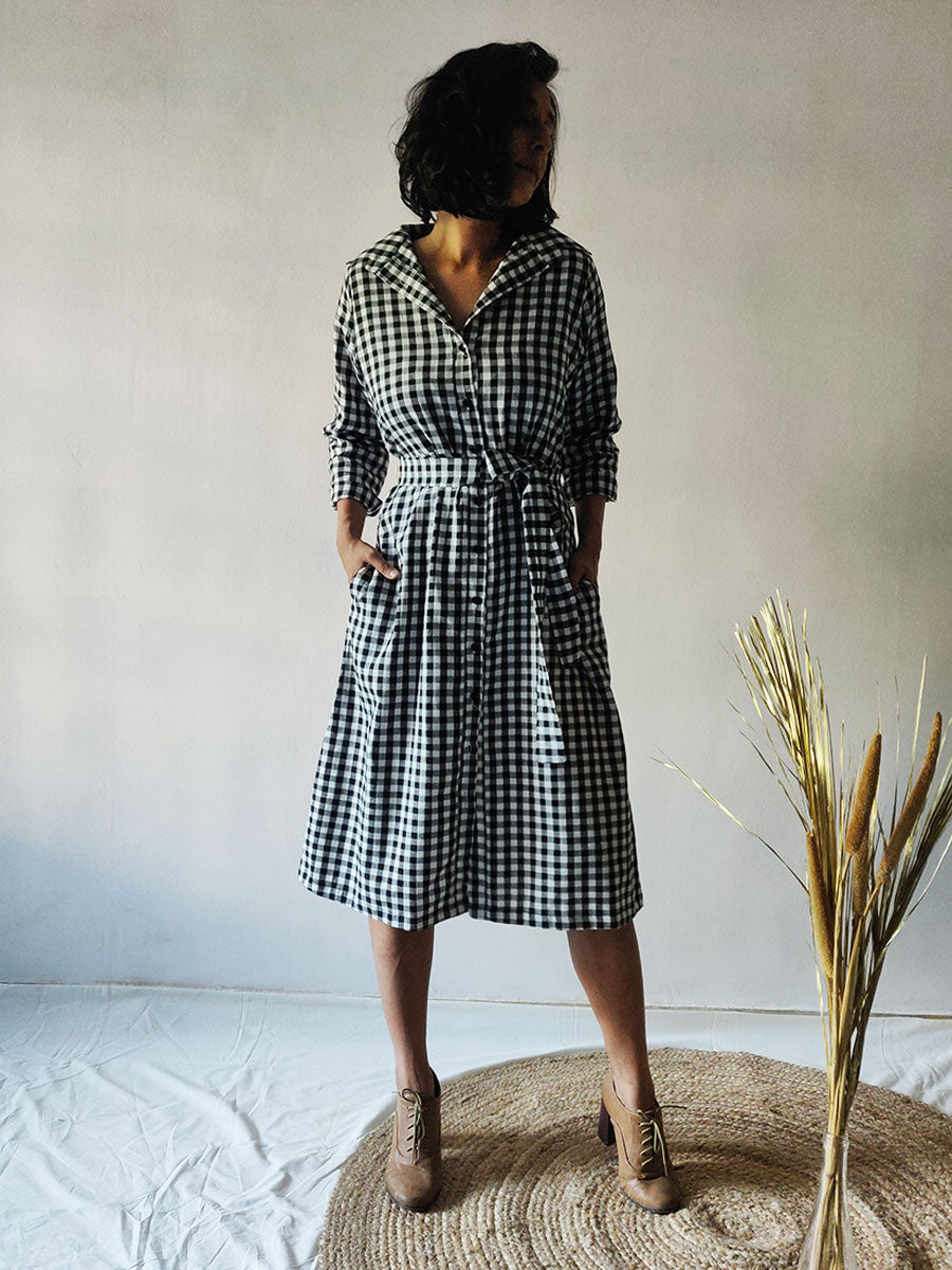 Checkered Shirt Dress - Why So Blue