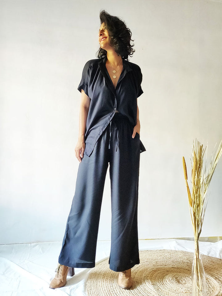 Black Pleated Top - Why So Blue