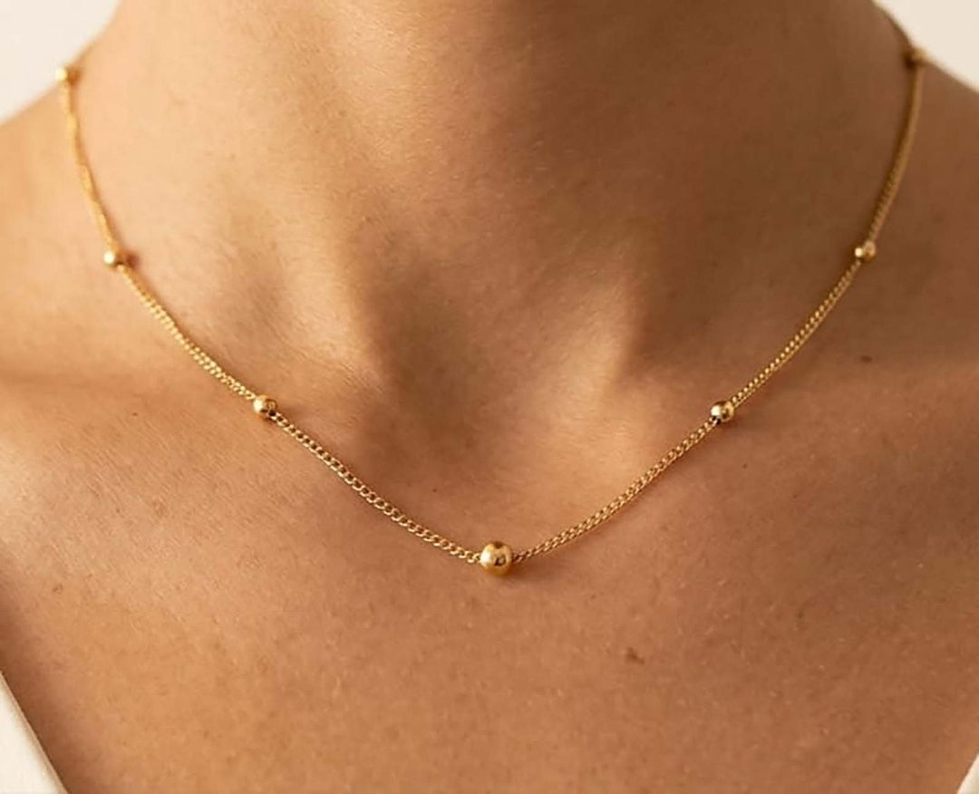 The Satellite Chain — Gold Plating Ball Station Necklace
