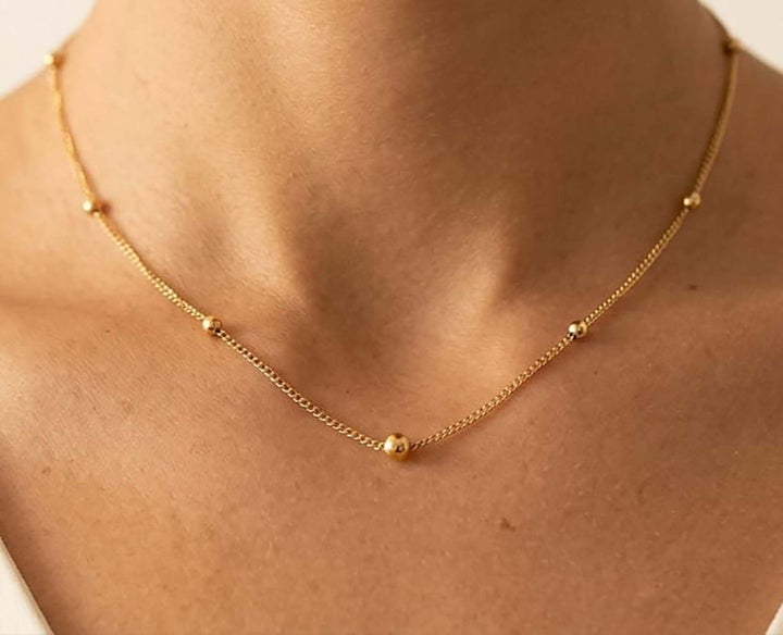 The Satellite Chain — Gold Plating Ball Station Necklace