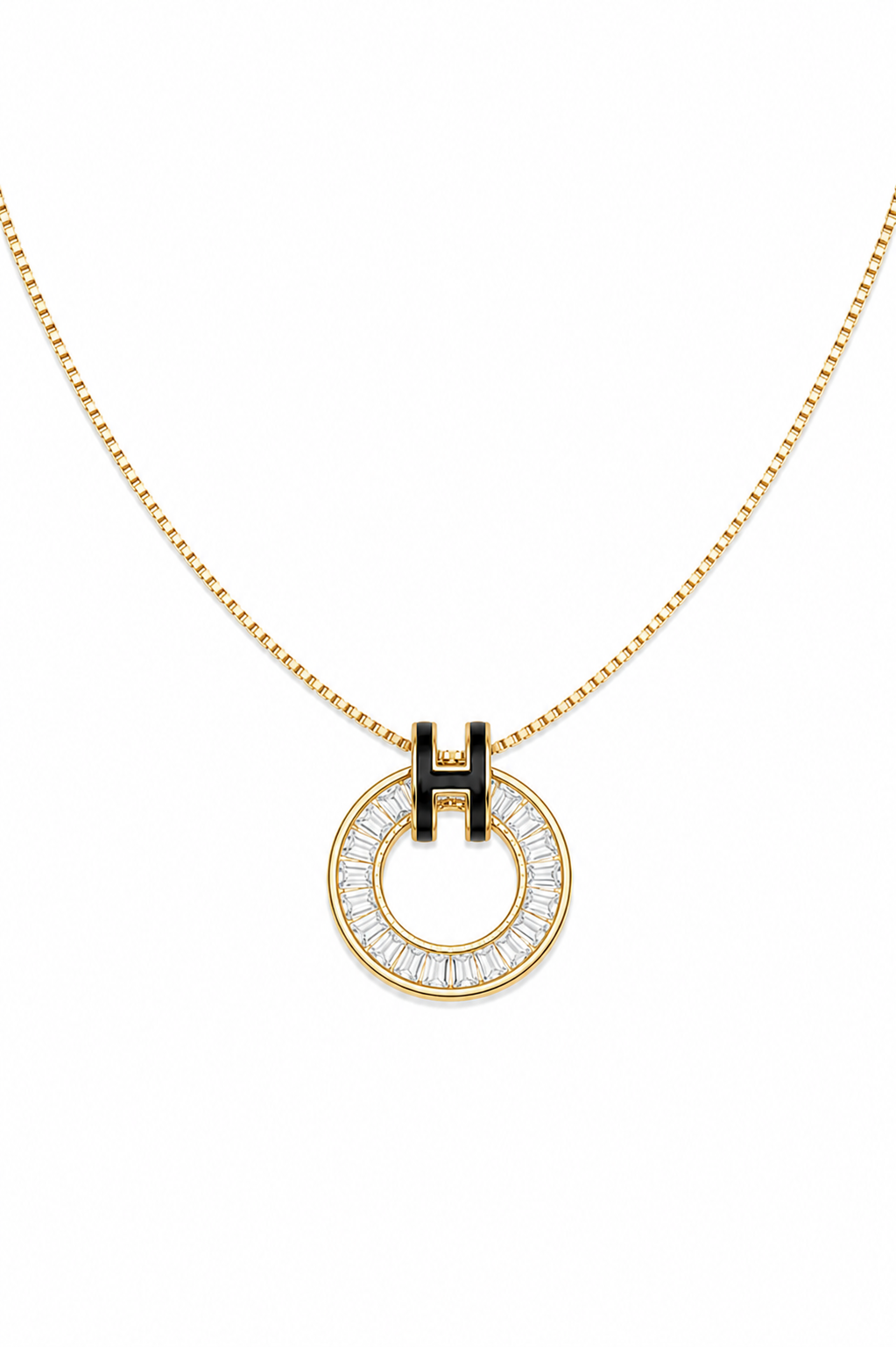 The Baguette Circle Necklace — Gold-Tone Pendant Necklace