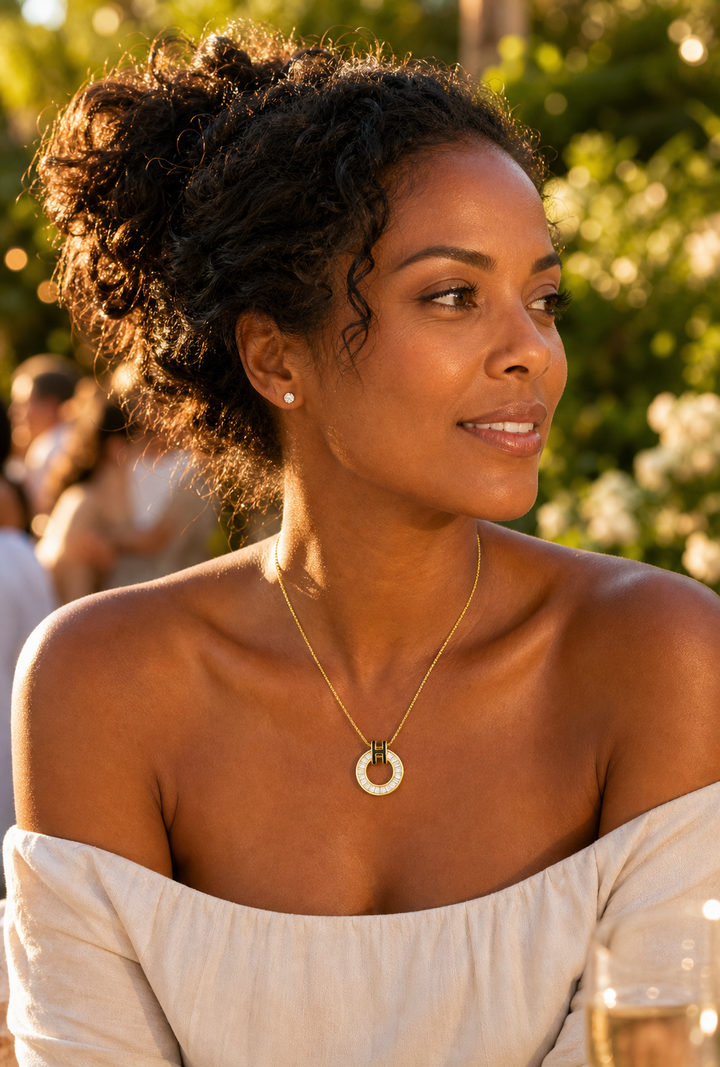 The Baguette Circle Necklace — Gold-Tone Pendant Necklace