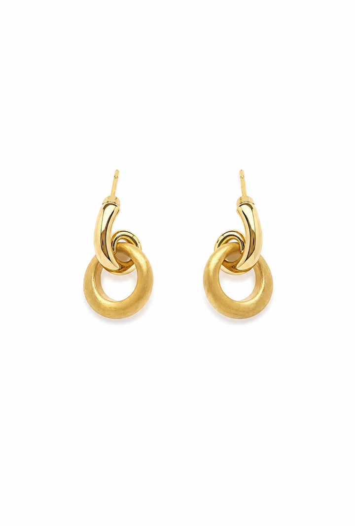 The Linked Drop Earring — Gold Plated Double Hoop