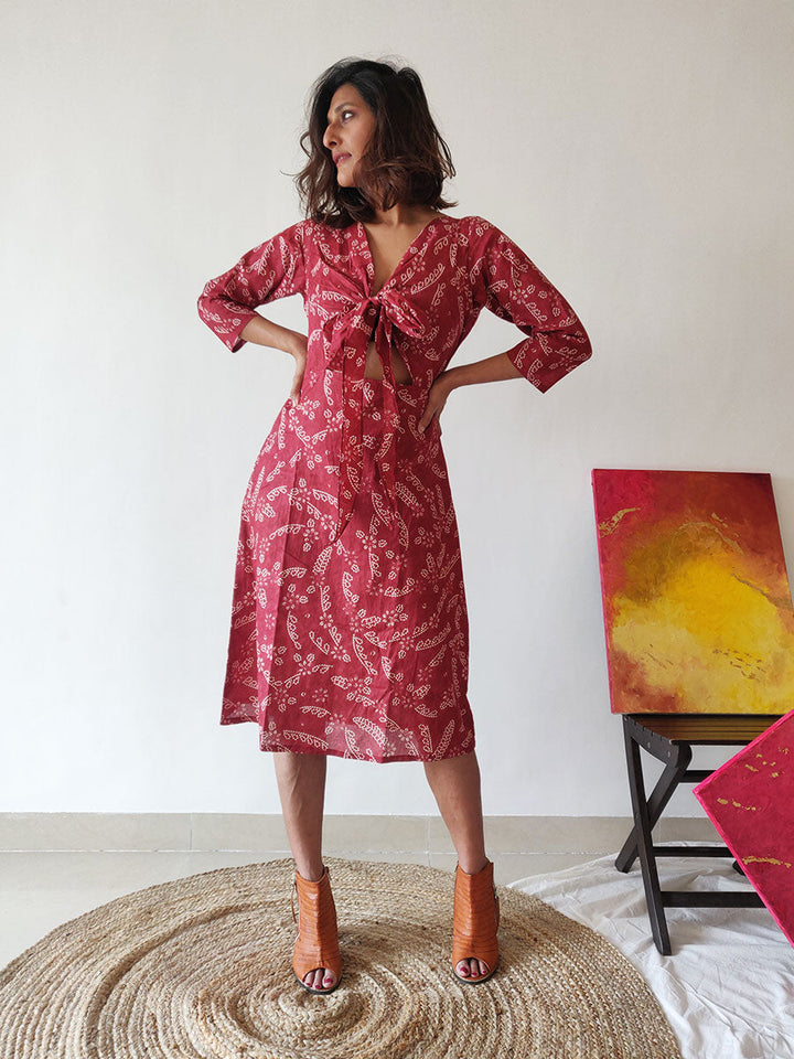 Plum Tie-up Dress - Why So Blue