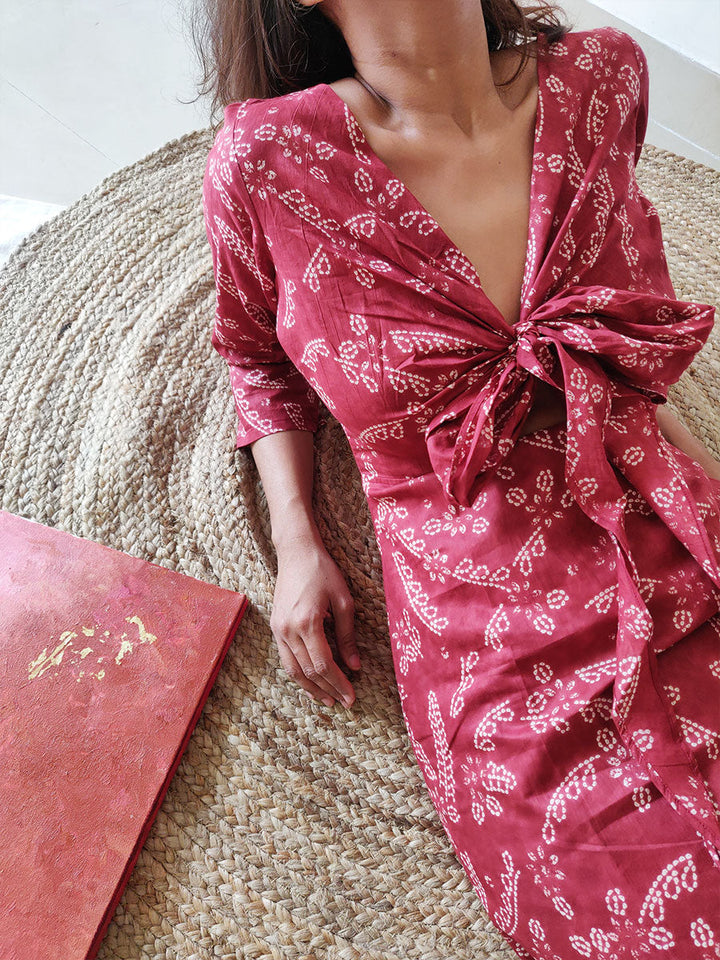 Plum Tie-up Dress - Why So Blue